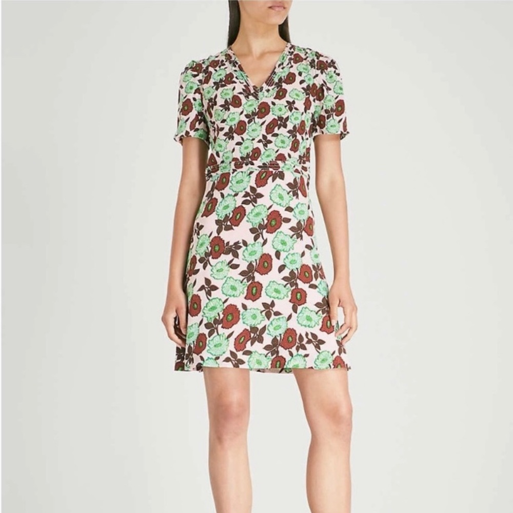 Sandro Floral-Print Silk Dress
